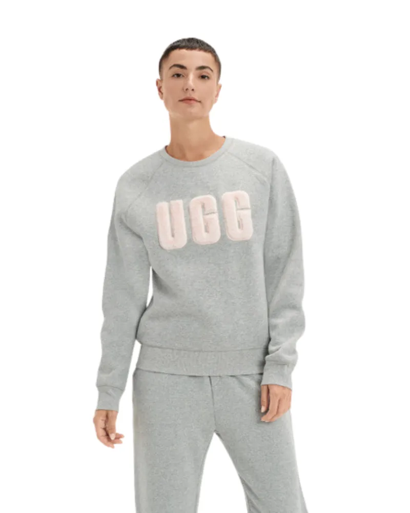 1123718 Grey Heather/Sonora Madeline Fuzzy Logo Crewneck Sweater