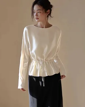 30 Momme Drawstring Waist Silk Blouse