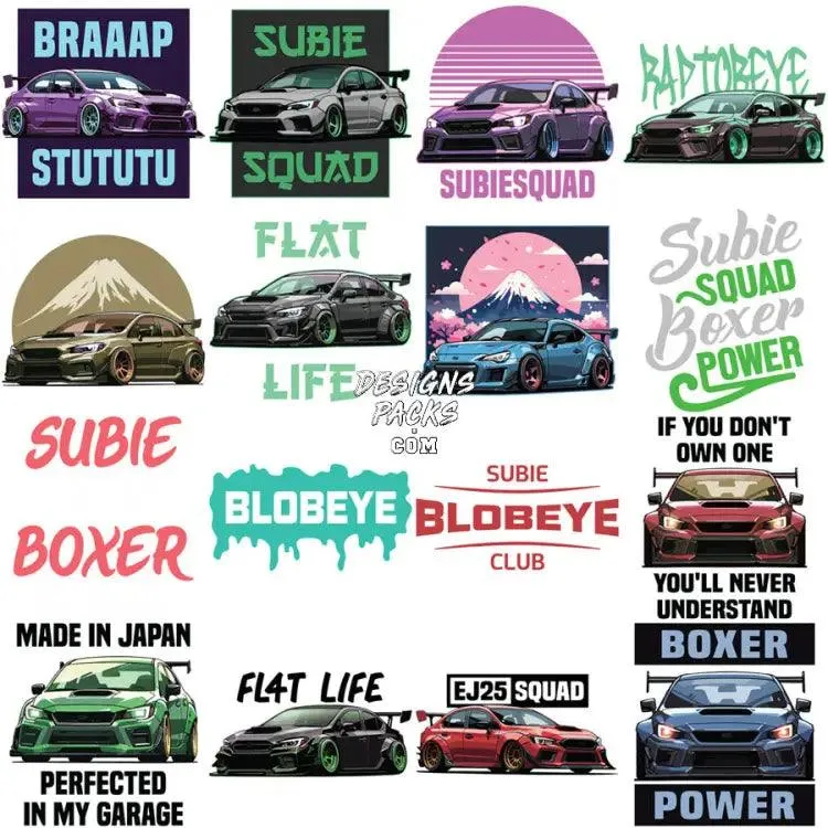 75 Cars Subaru Automobile Designs Bundle PNG