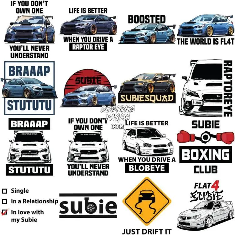 75 Cars Subaru Automobile Designs Bundle PNG