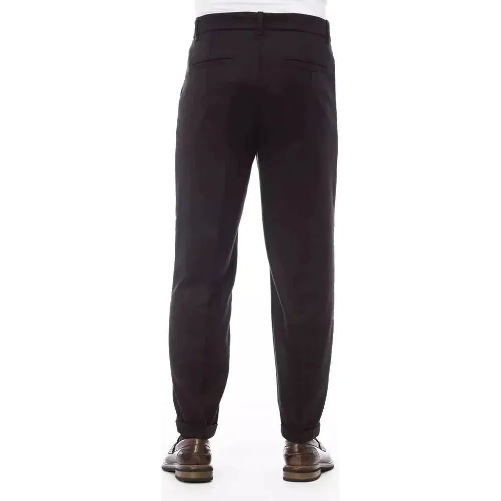 Alpha Studio Brown Wool Men Pant