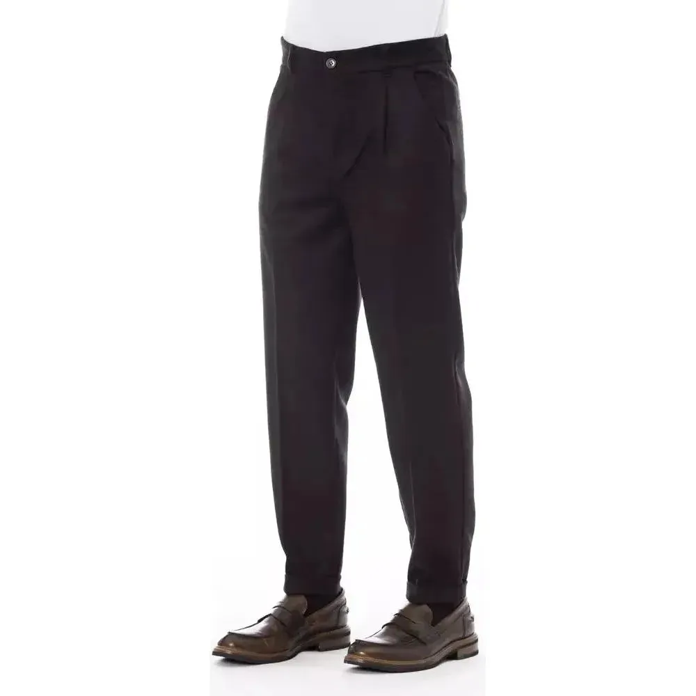 Alpha Studio Brown Wool Men Pant