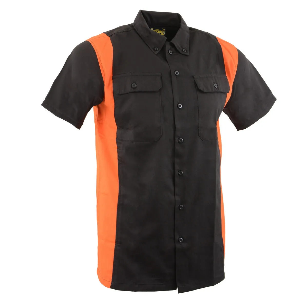 Biker Clothing Co. MDM11675.94 Men's Black and Orange Button Up