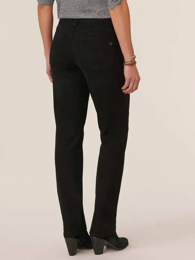 Black Denim Straight Leg Jeans