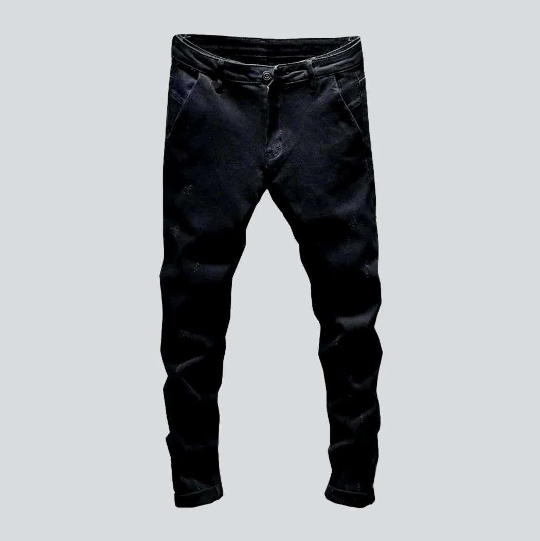 Black skinny stretchy men jeans