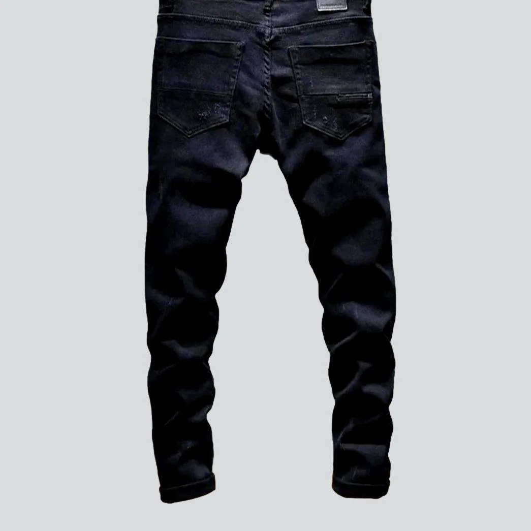 Black skinny stretchy men jeans