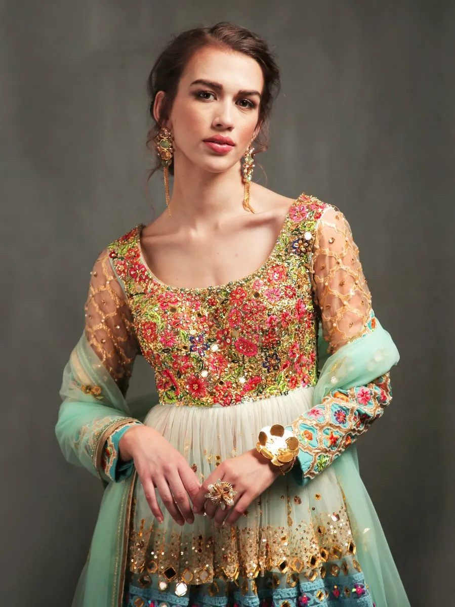 BLUE EMBROIDERED SHARARA SET