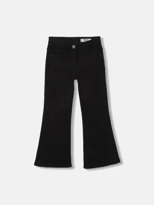 Blue Giraffe Girls Black Solid Bootcut Jeans