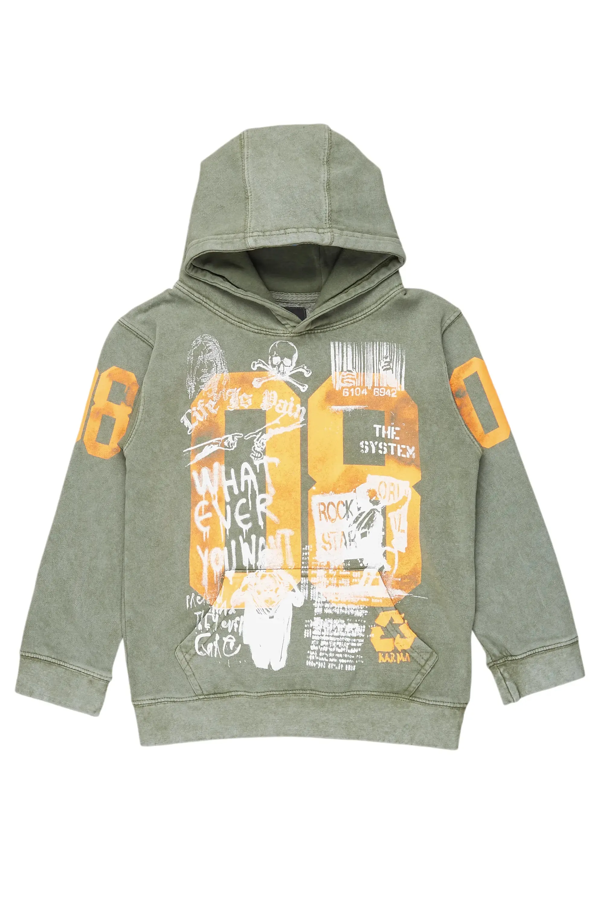 Boys Beau Vintage Green Graphic Hoodie