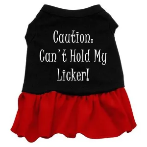 Can't Hold My Licker Screen Print Dress Black with Red XS (8)