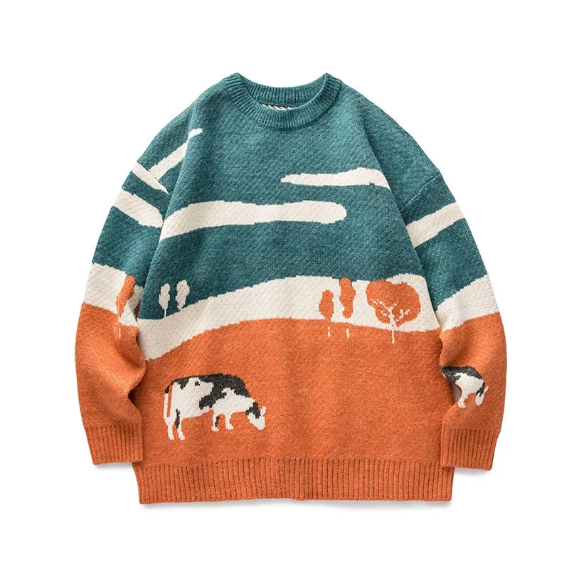 Cows Vintage Winter Knitted Sweater