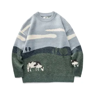 Cows Vintage Winter Knitted Sweater