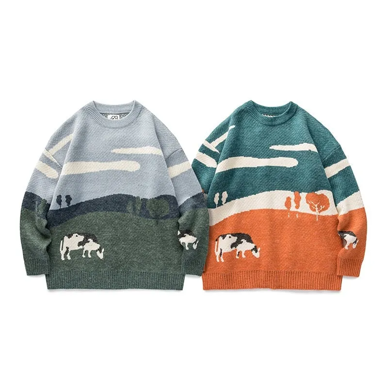 Cows Vintage Winter Knitted Sweater