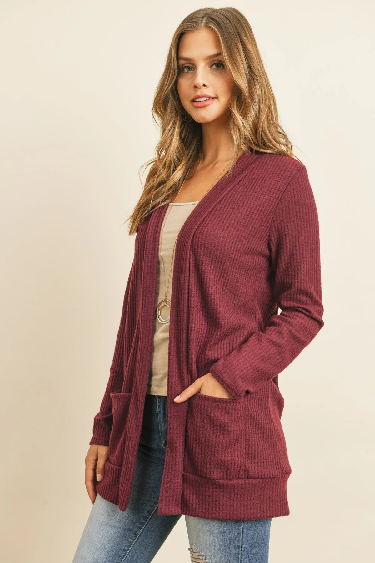 COZY WAFFLE POCKET CARDIGAN 1-2-2-1