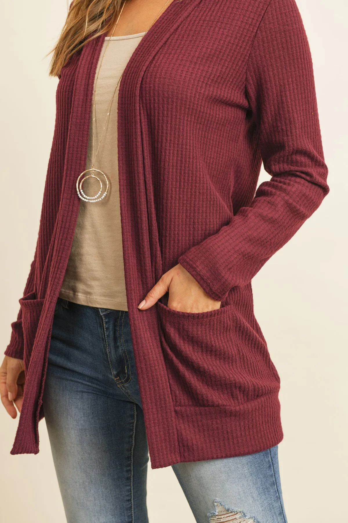 COZY WAFFLE POCKET CARDIGAN 1-2-2-1