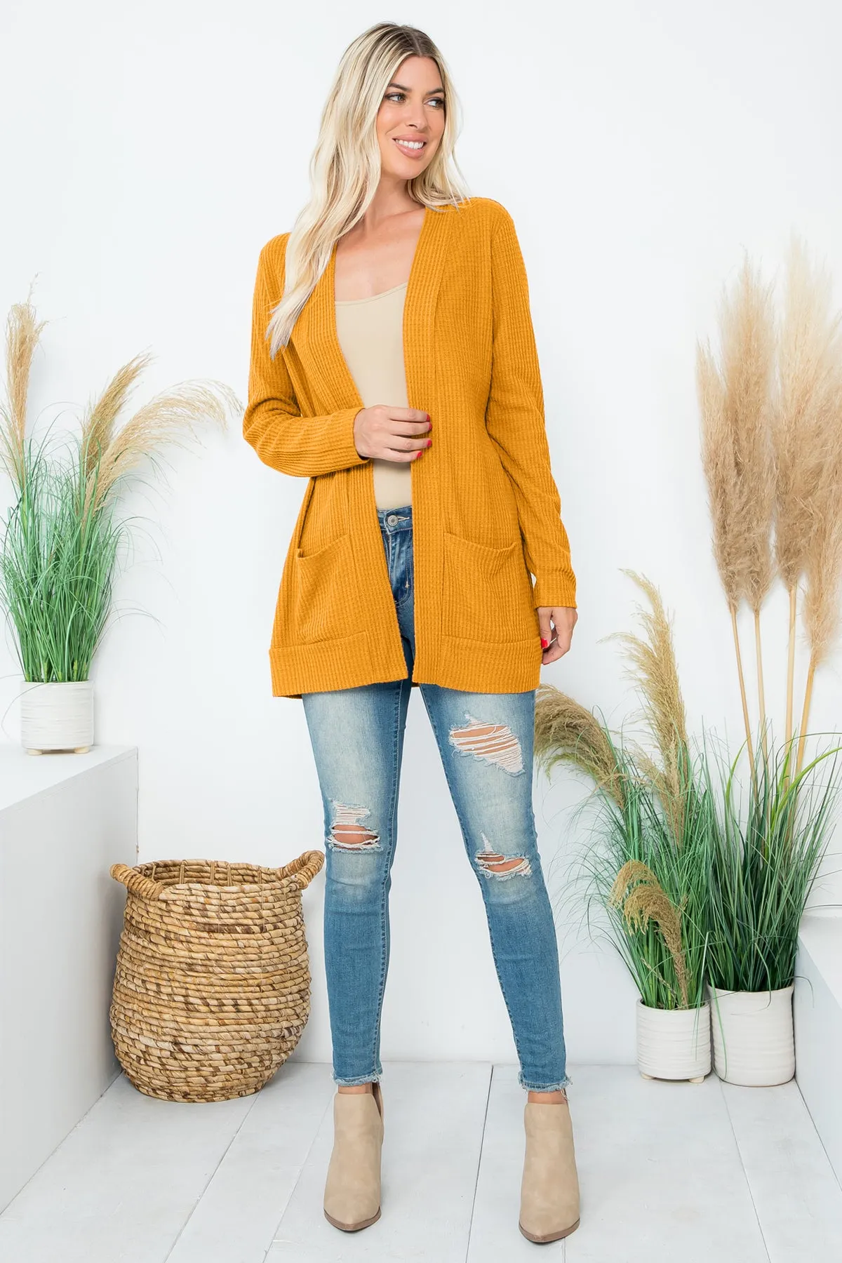 COZY WAFFLE POCKET CARDIGAN 1-2-2-1