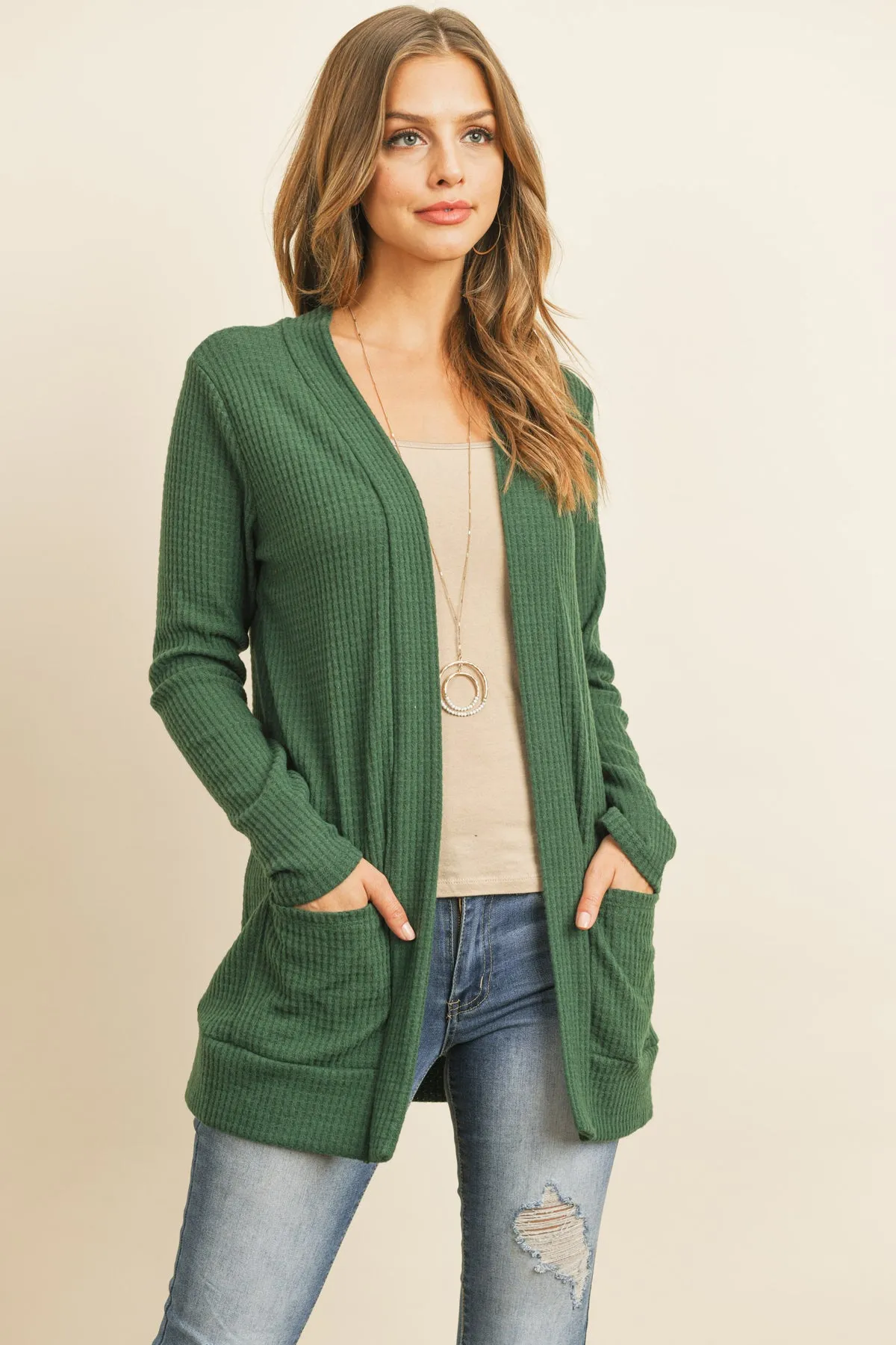 COZY WAFFLE POCKET CARDIGAN 1-2-2-1