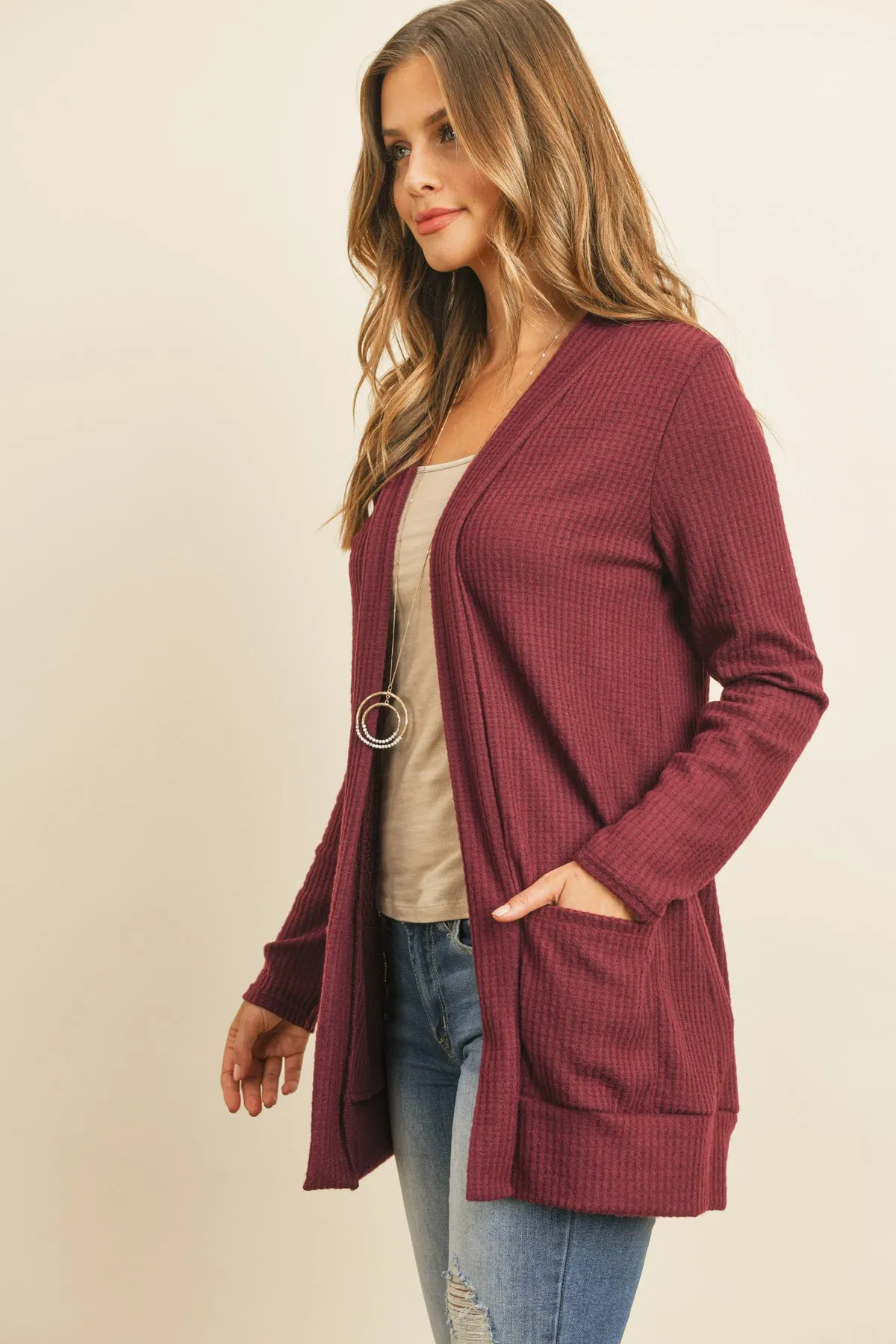 COZY WAFFLE POCKET CARDIGAN 1-2-2-1