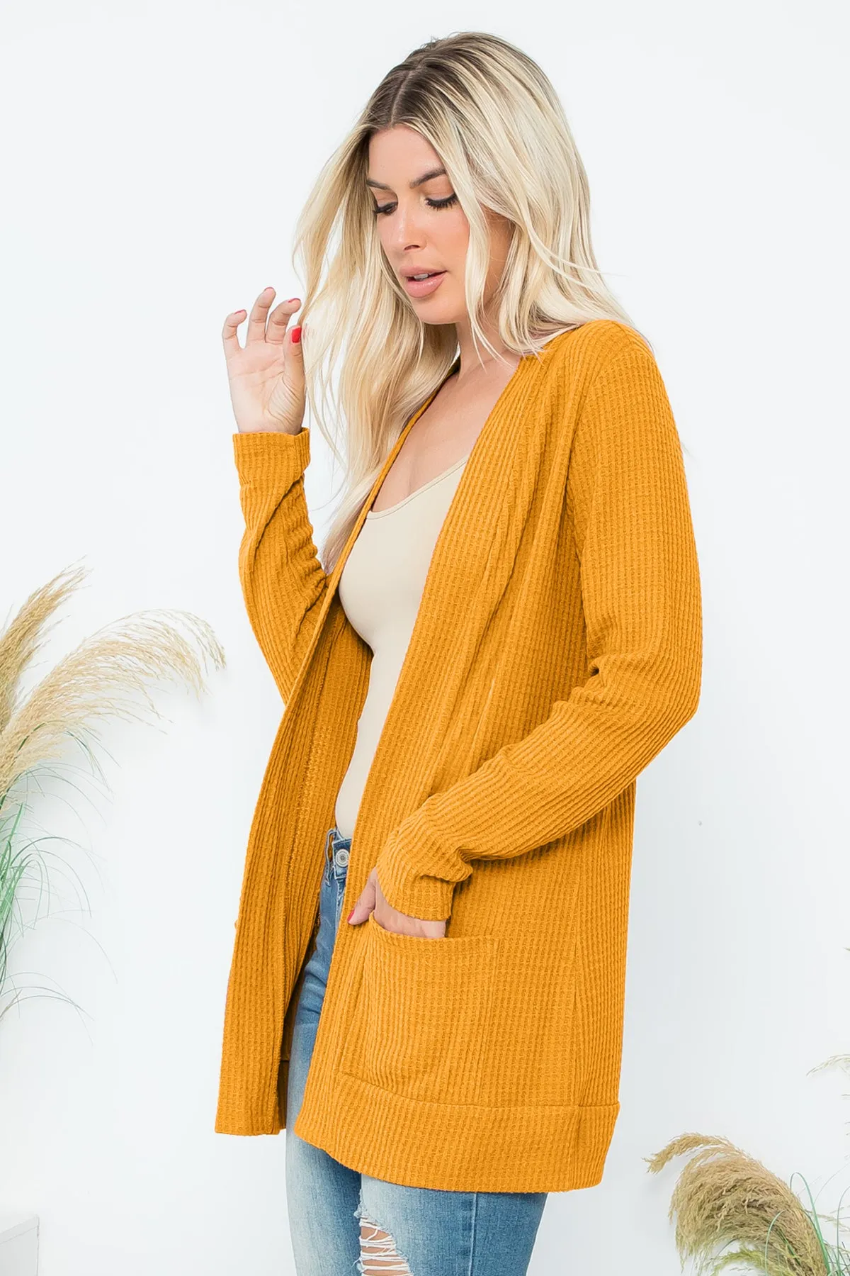 COZY WAFFLE POCKET CARDIGAN 1-2-2-1