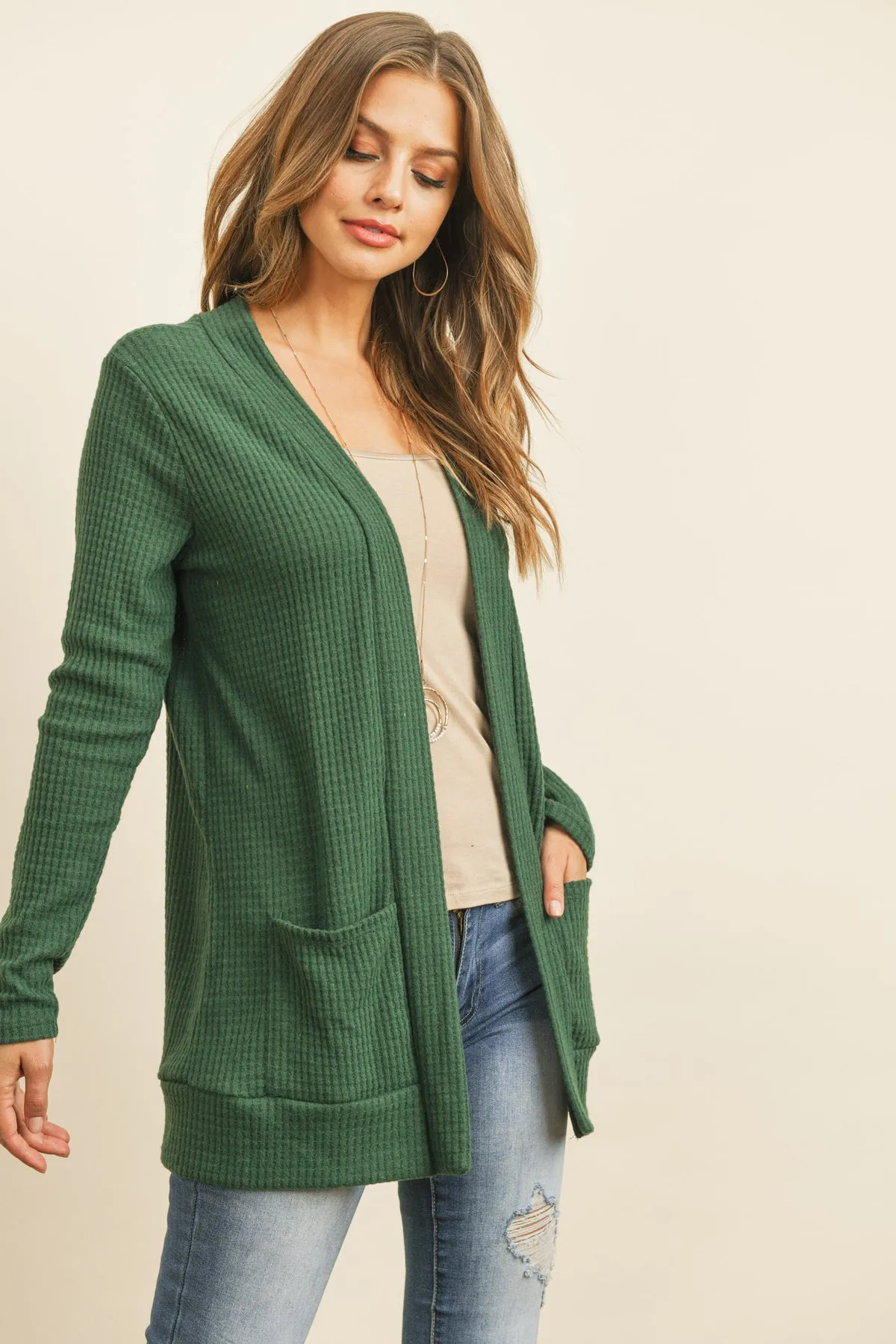 COZY WAFFLE POCKET CARDIGAN 1-2-2-1