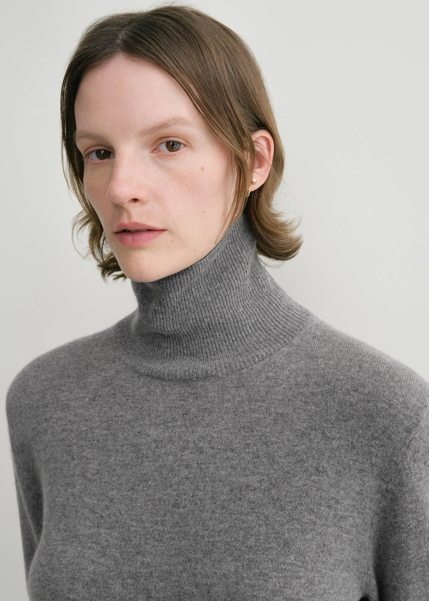 Cropped turtleneck grey melange