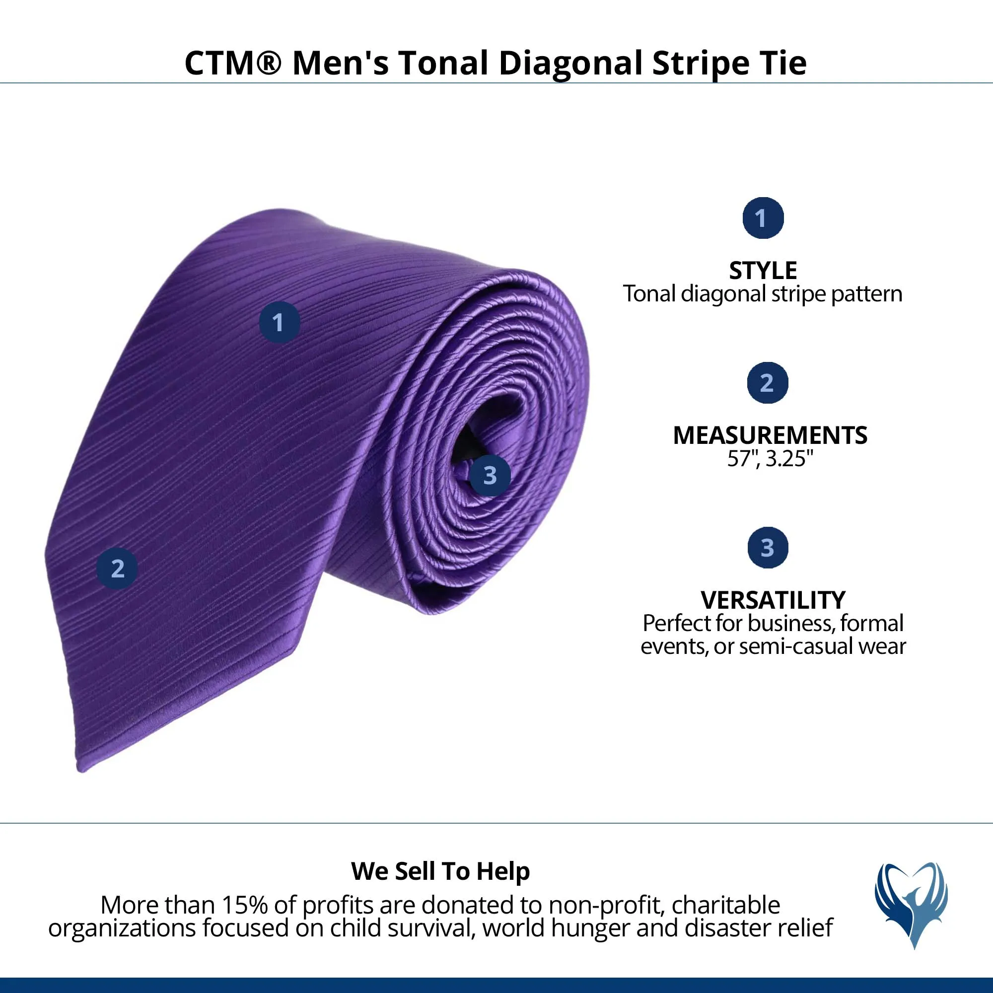 CTM® Men's Tonal Diagonal Stripe Tie