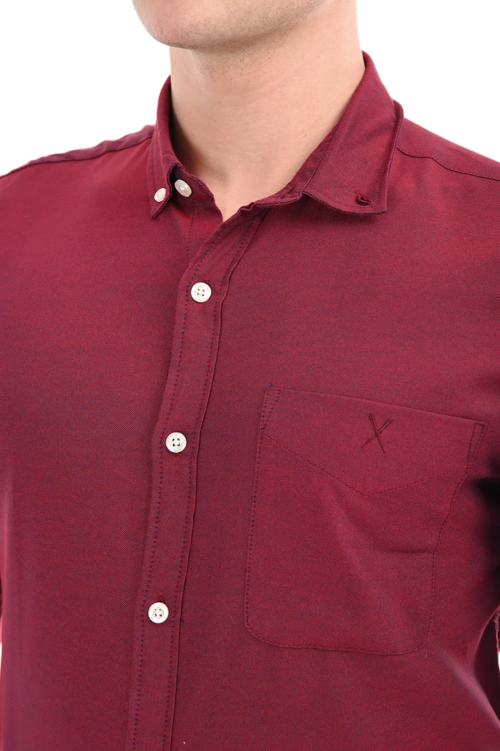 Dark Maroon New Age Oxford Semi Formal Shirt