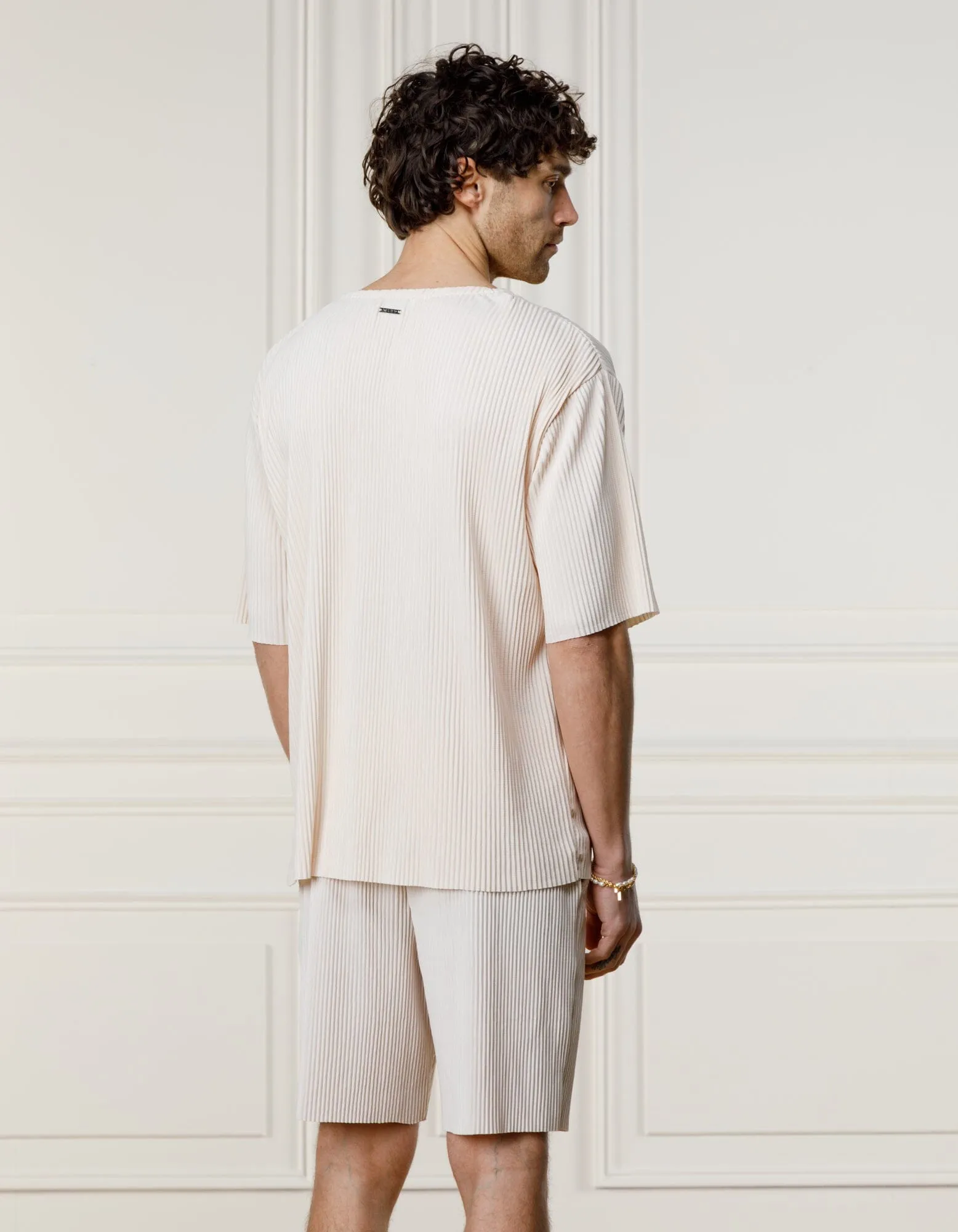 Ecru Relaxed Pleated T-Shirt