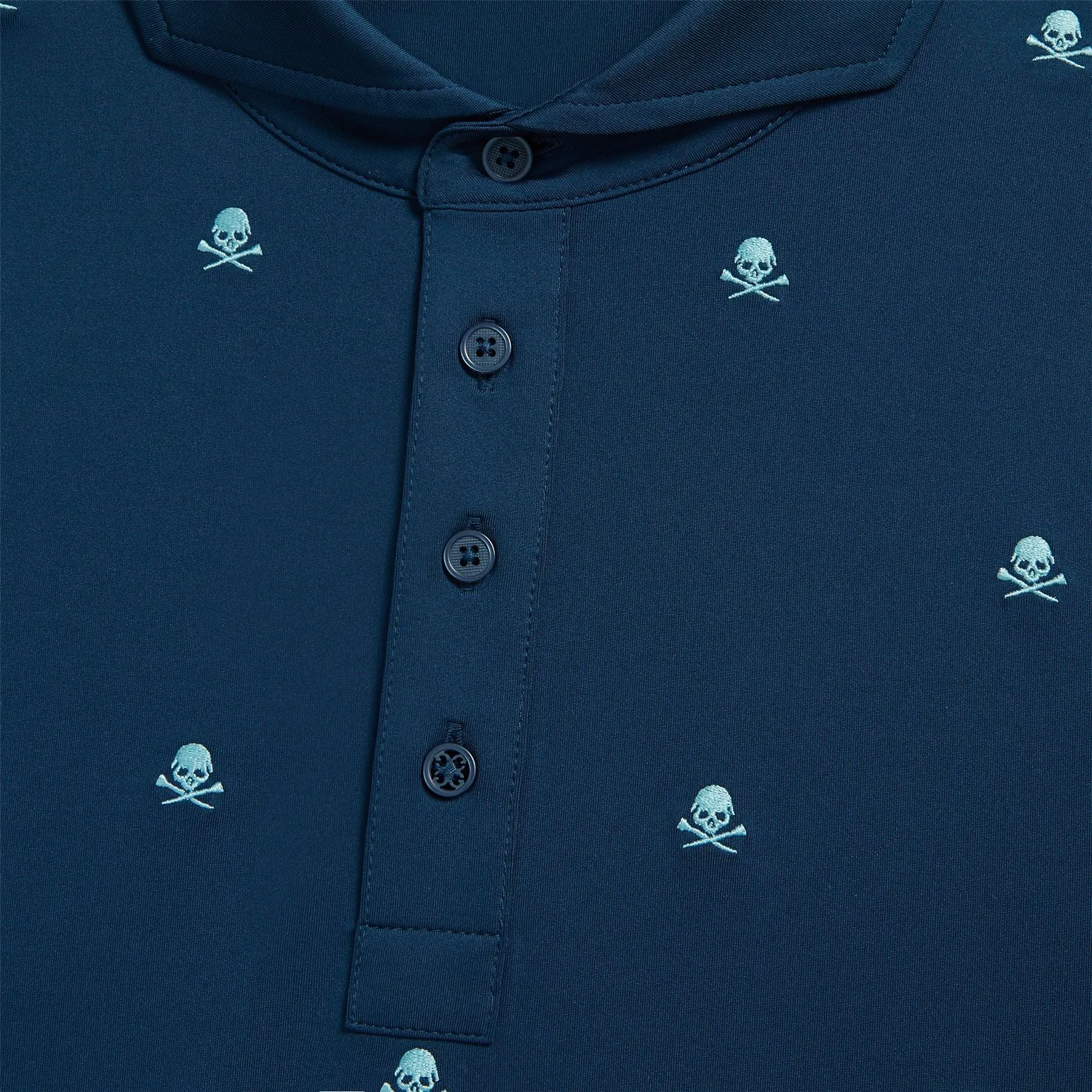 Embroidered Skull & Tees Tech Jersey Polo Storm - SS24