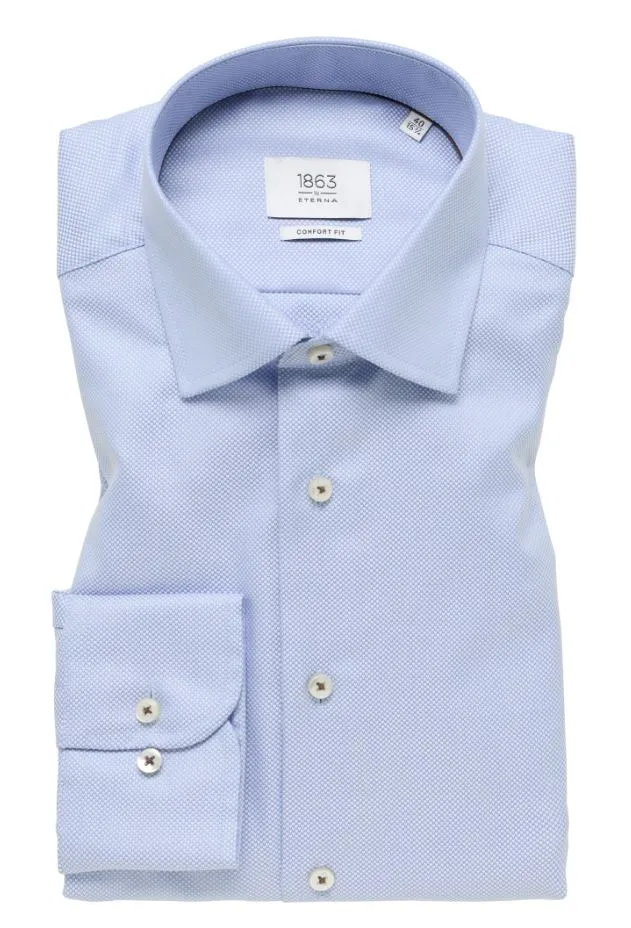 Eterna 1863 Sky Blue Twill Detail Shirt Blue