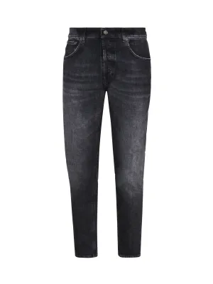 Faded Black Cotton Denim Jeans