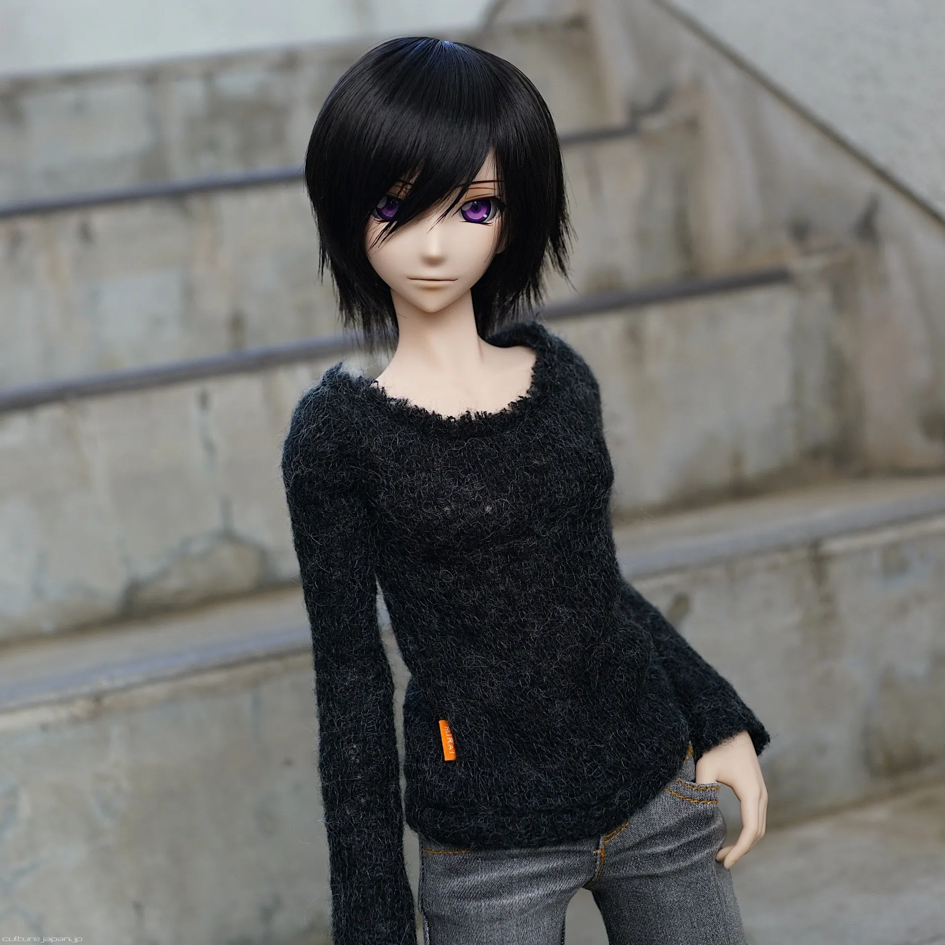 Frayed Knit Sweater (Black)