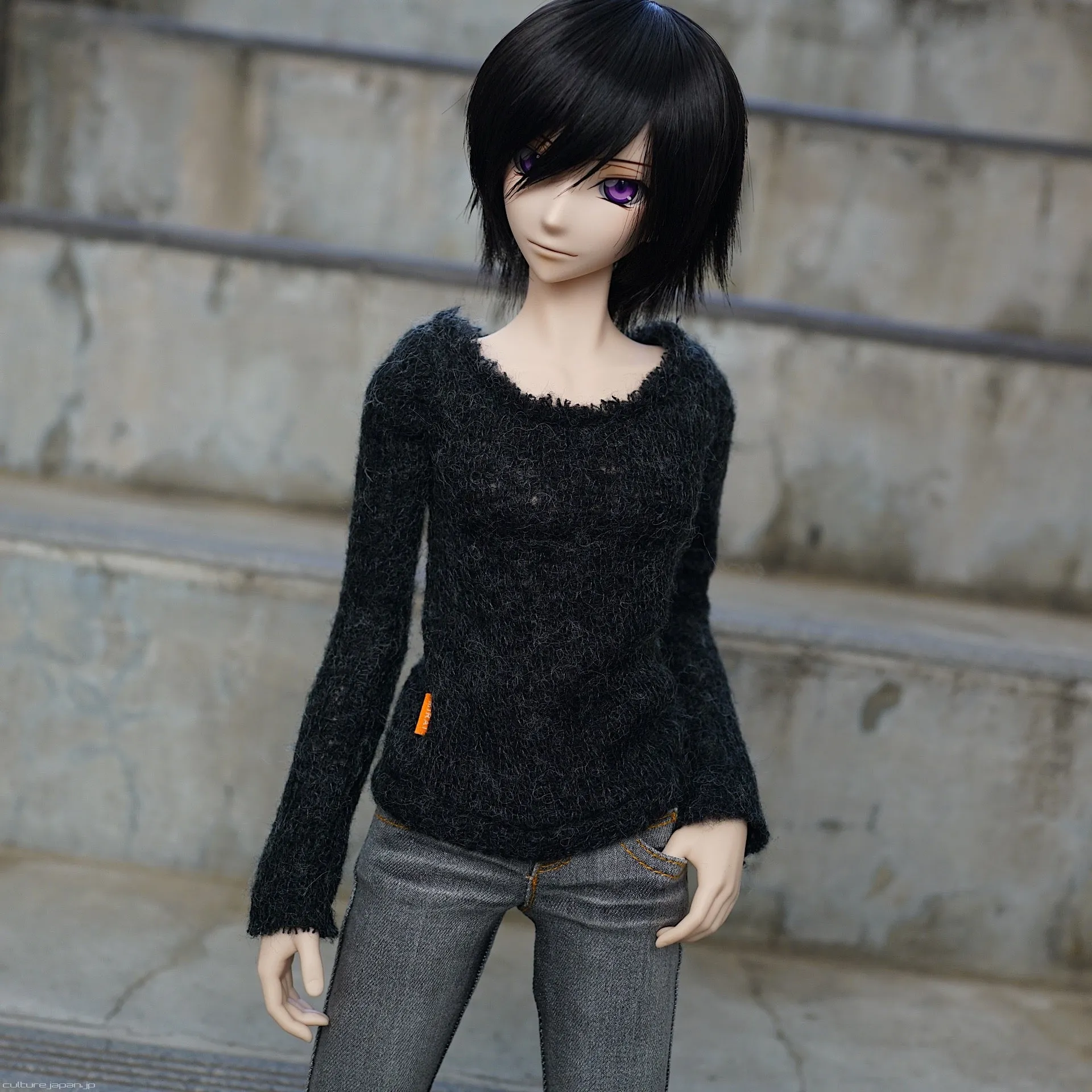 Frayed Knit Sweater (Black)