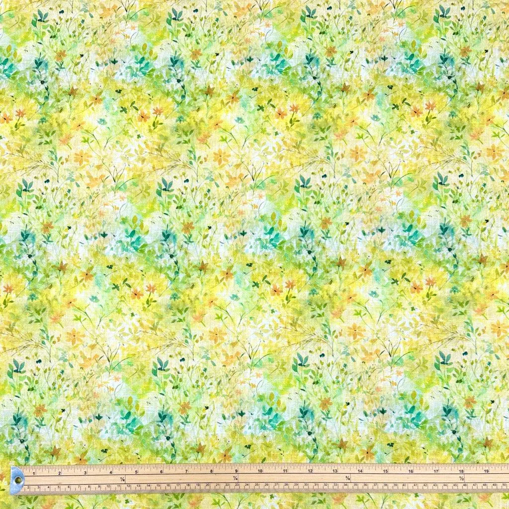 Green Garden Linen Blend Fabric