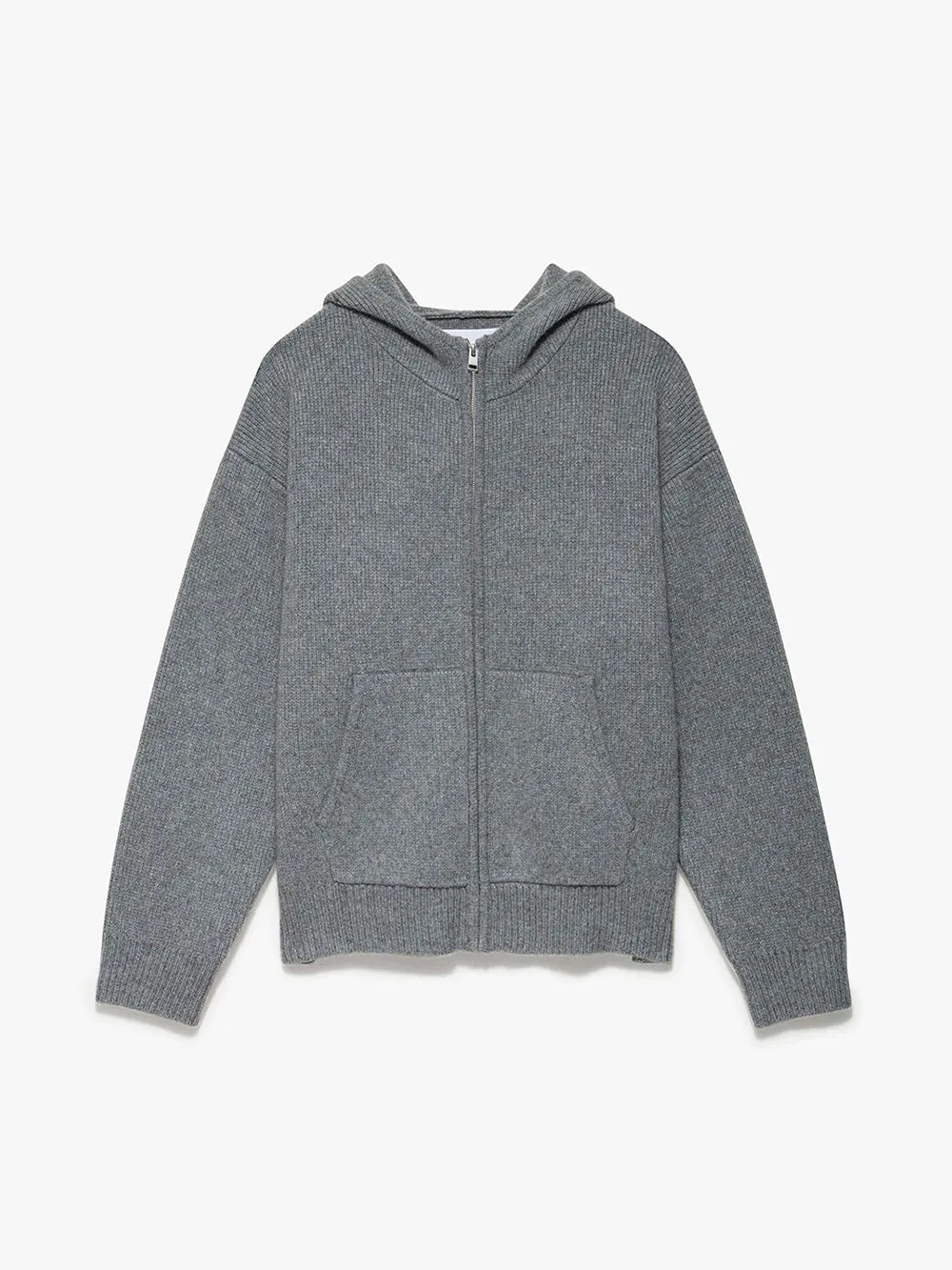 Heavyweight Cashmere Full Zip Hoodie -- Warm Grey