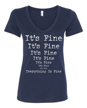 It's Fine Everything is Fine Cotton T-Shirt - Midnight Navy