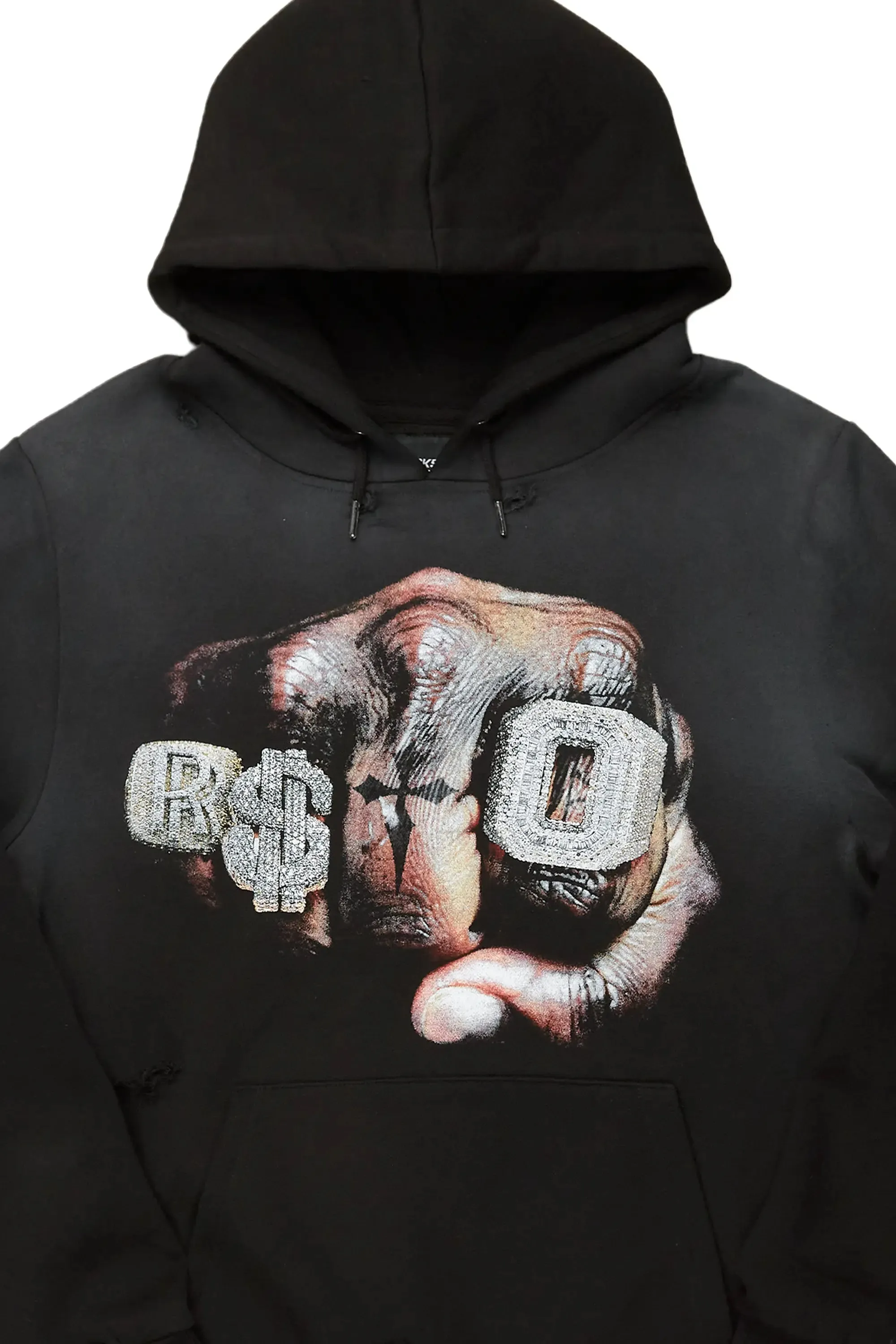 Janus Black Distressed Graphic Hoodie