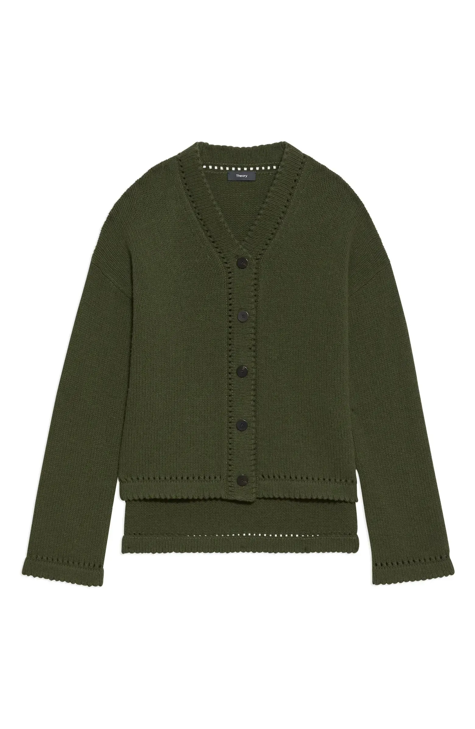 Karenia High Low Wool Cardigan - Dark Rosemary