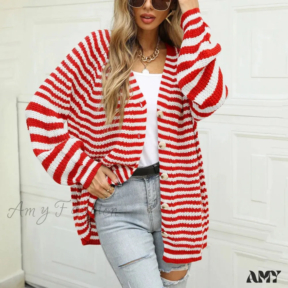 Knitted Long Sleeve Cardigan Christmas Sweater - Autumn Winter Warm Casual