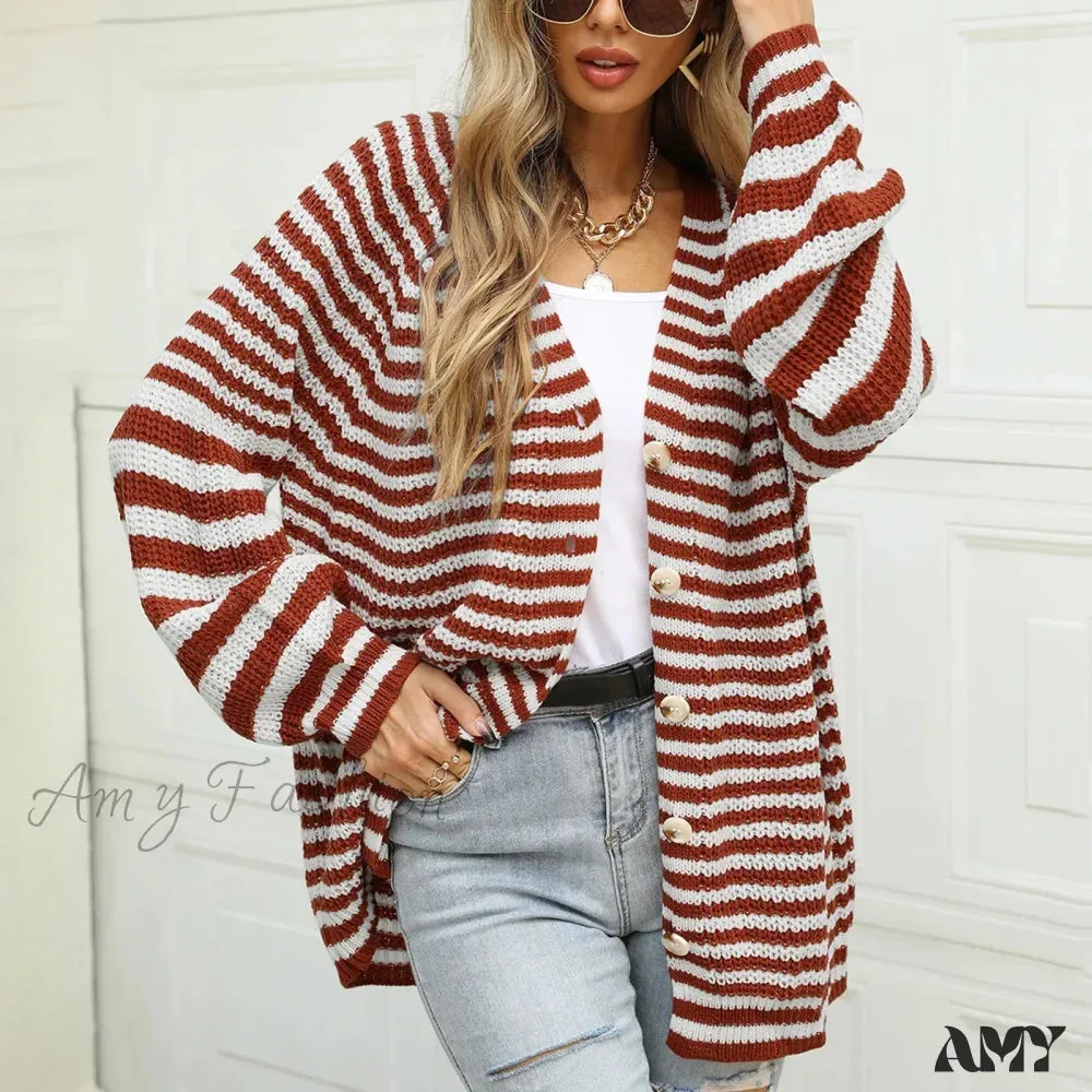 Knitted Long Sleeve Cardigan Christmas Sweater - Autumn Winter Warm Casual