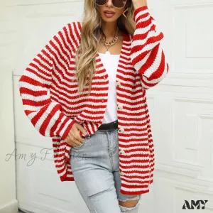 Knitted Long Sleeve Cardigan Christmas Sweater - Autumn Winter Warm Casual