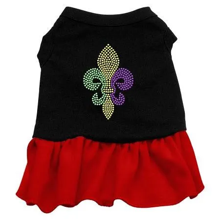 Mardi Gras Fleur De Lis Rhinestone Dress Black with Red XXL (18)