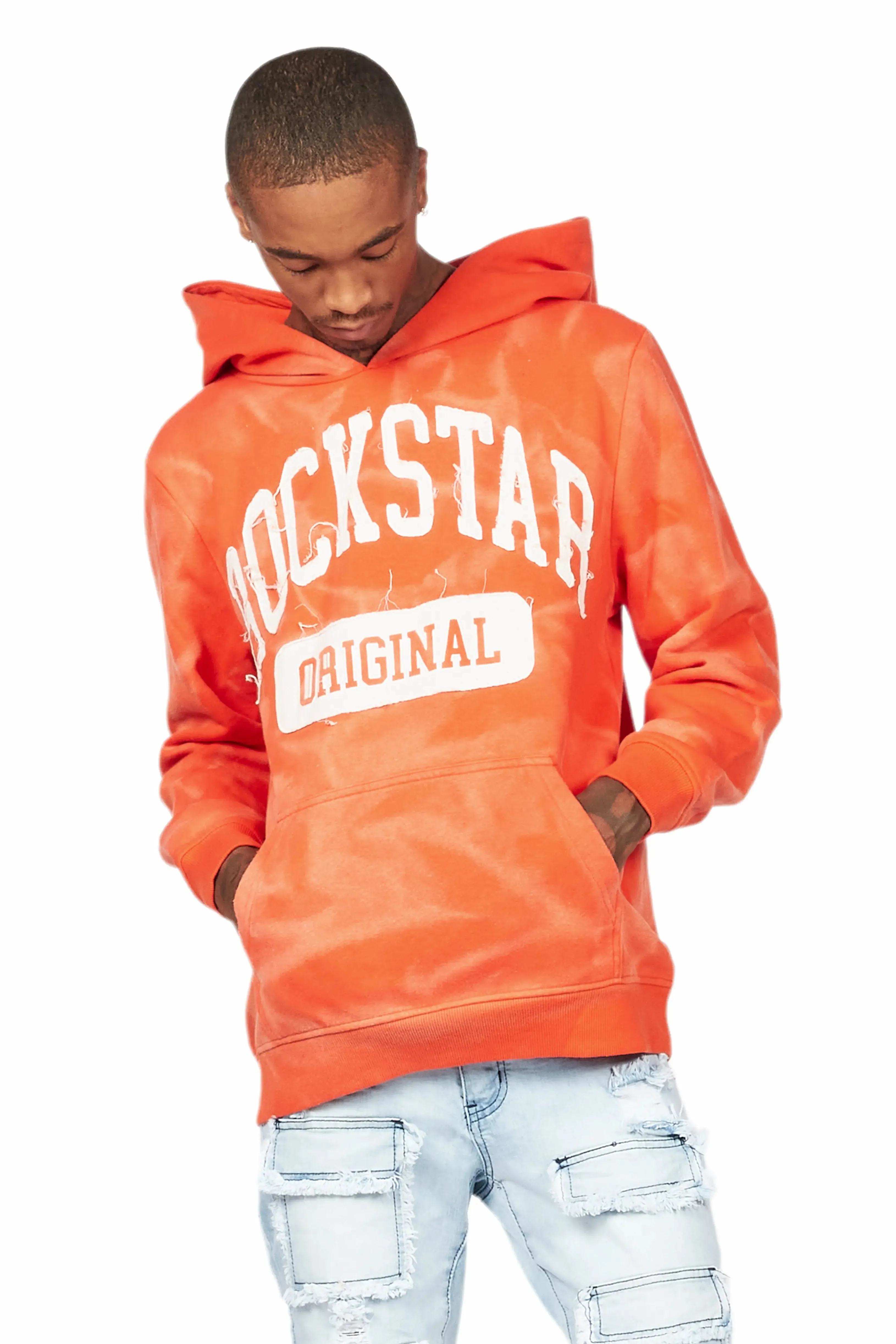 Member Orange Patchwork Graphic Hoodie