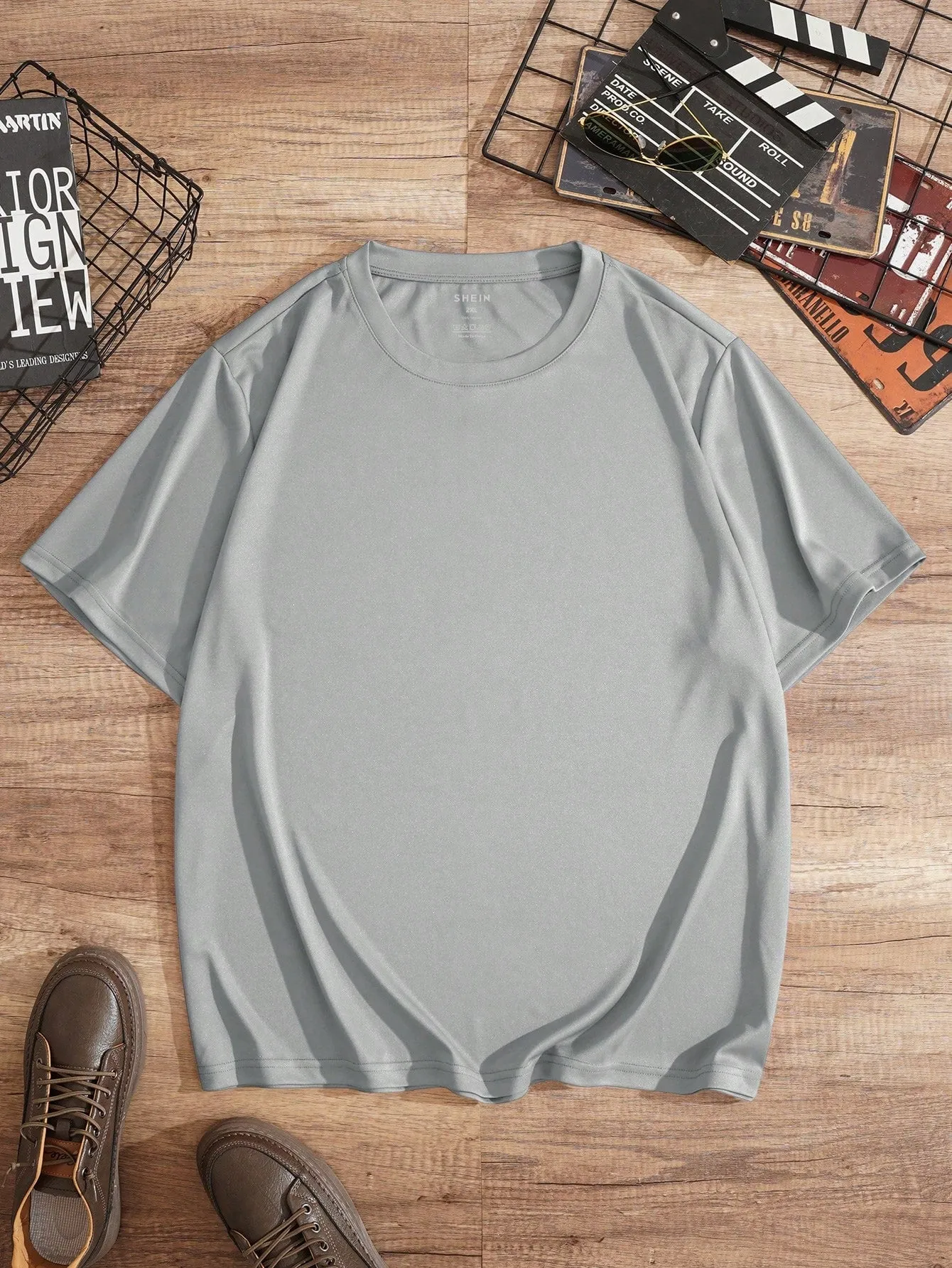 Men's Casual Solid Tee, Round Neck, Short Sleeve