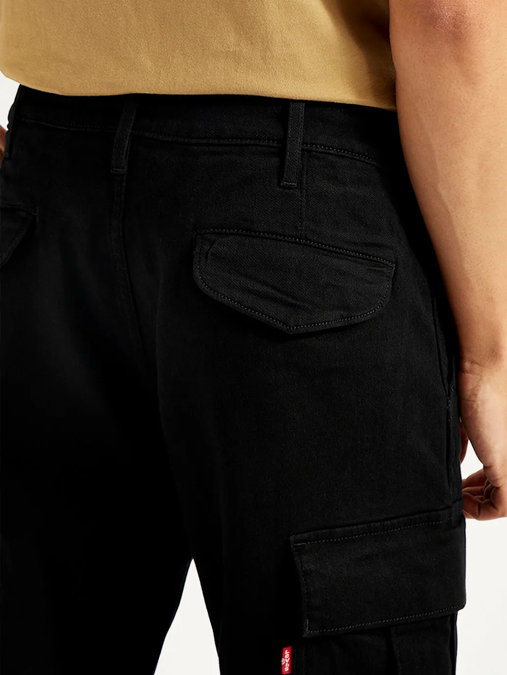 Men's Tapered Black Cargo Jogger Jeans