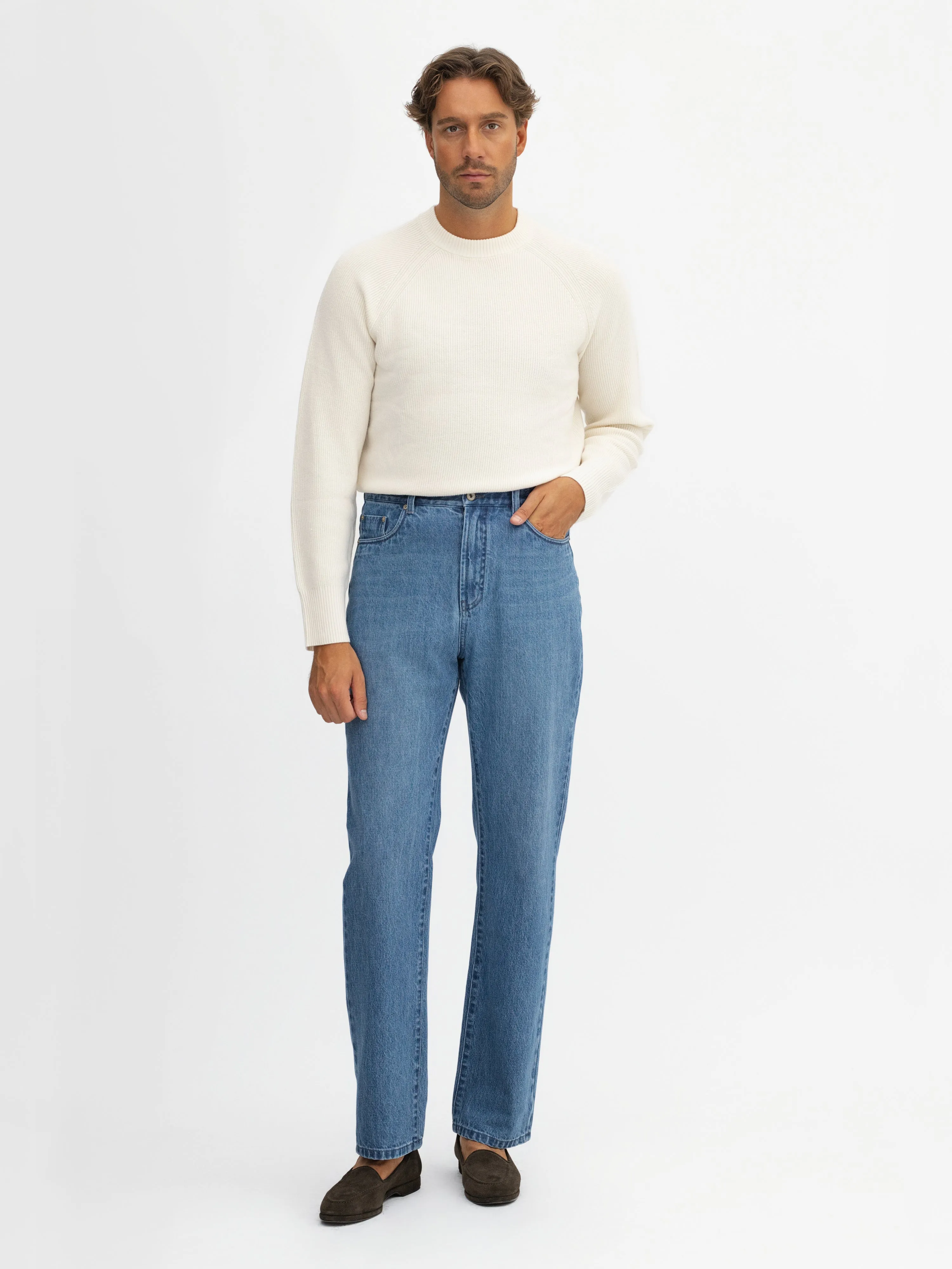 Mid Blue Washed Denim Jeans