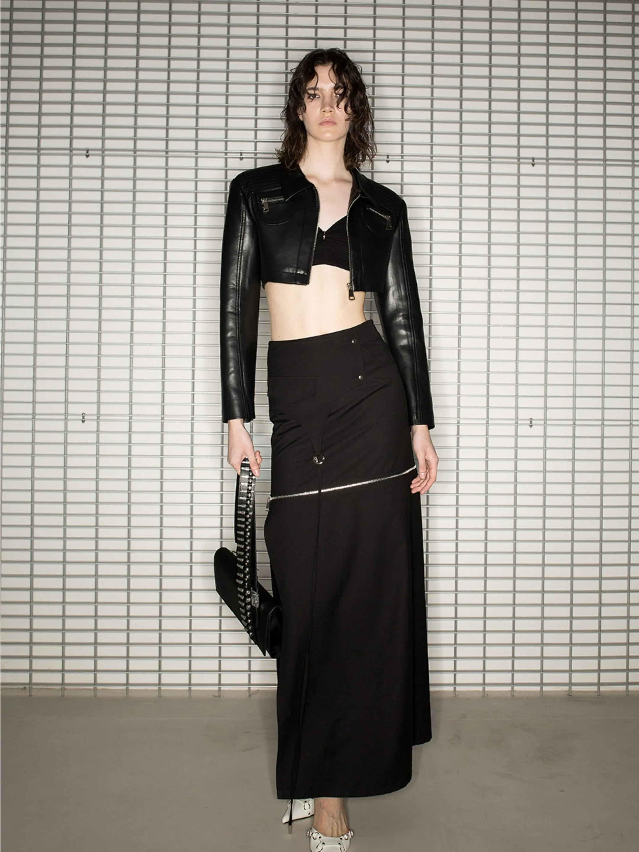 NORTH NODE Avant-Garde Convertible Maxi Skirt - Ivory and Black