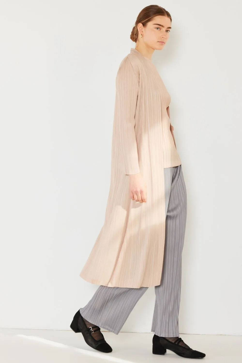 Pleated Long Sleeve Cardigan