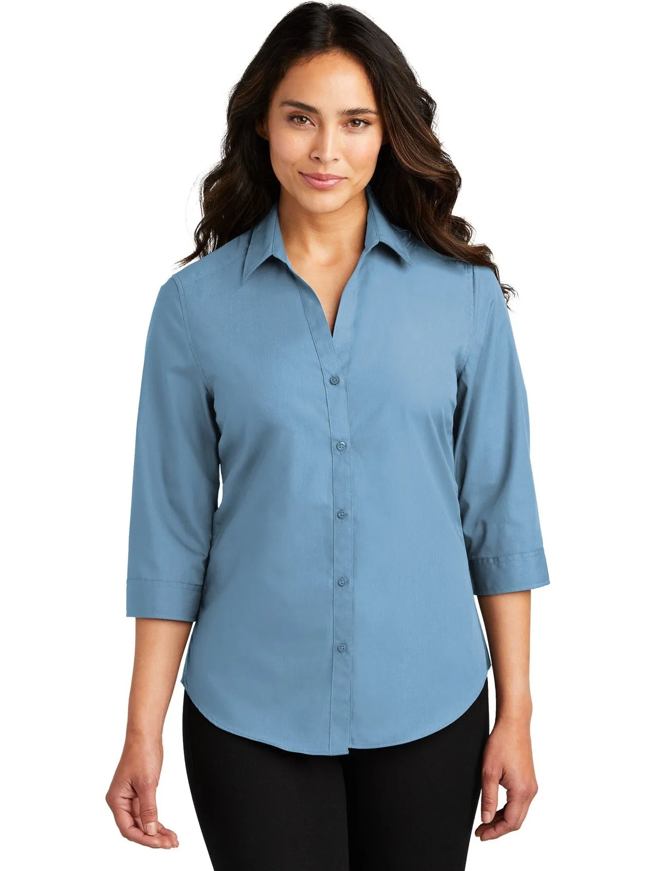 Port Authority Ladies 3/4-Sleeve Carefree Poplin Shirt