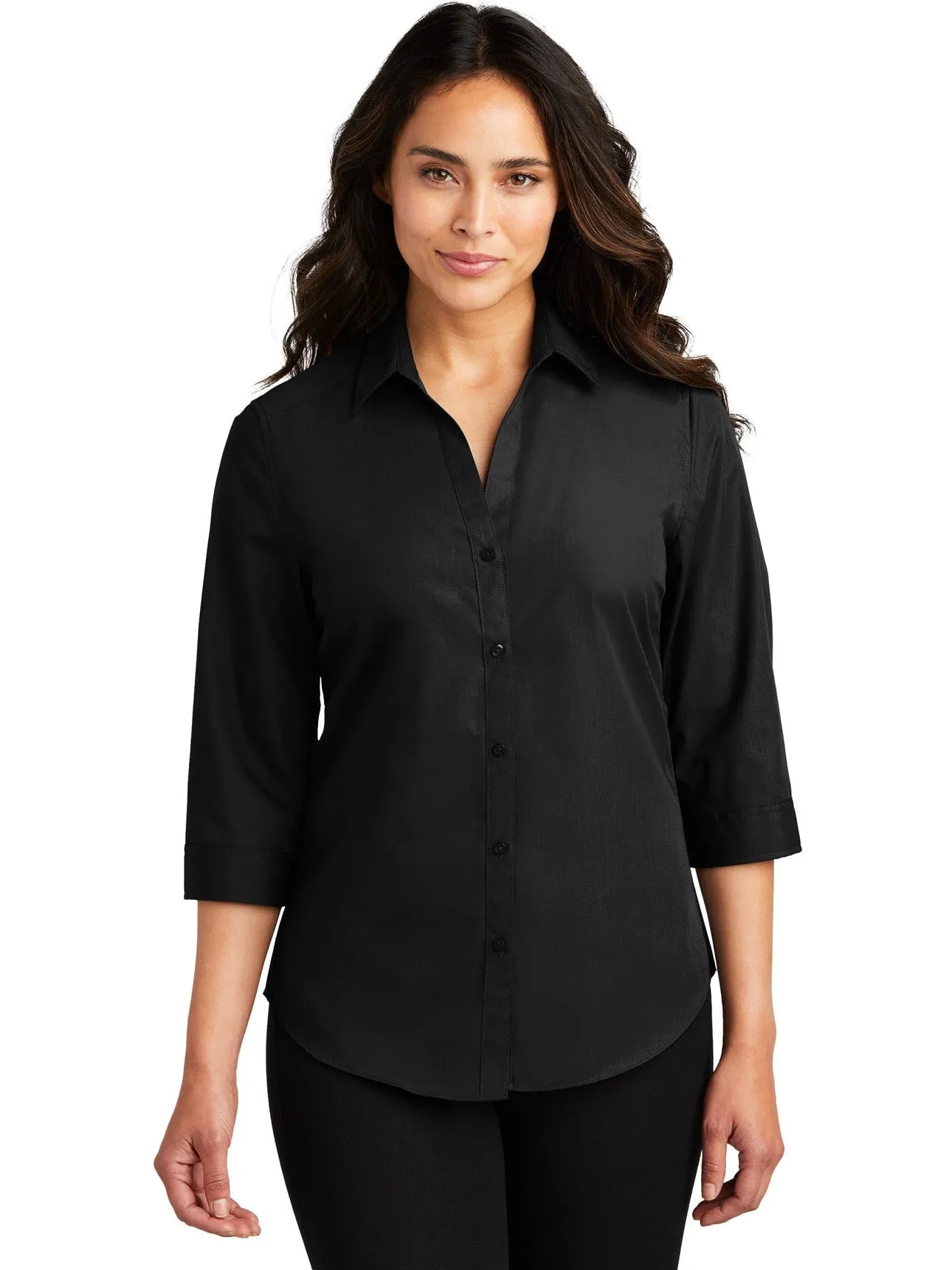 Port Authority Ladies 3/4-Sleeve Carefree Poplin Shirt